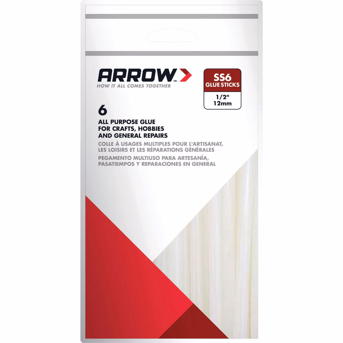 Arrow 4 In. Standard Clear Slow Set Hot Melt Glue (6-Pack)