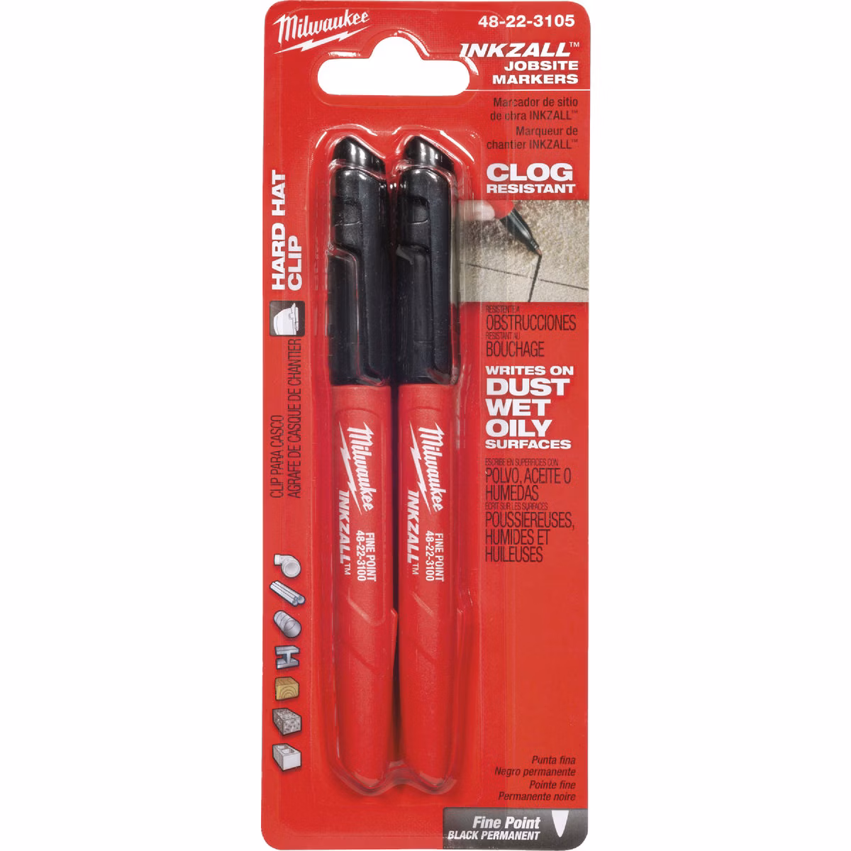 Milwaukee INKZALL Fine Point Black Job Site Marker (2-Pack)