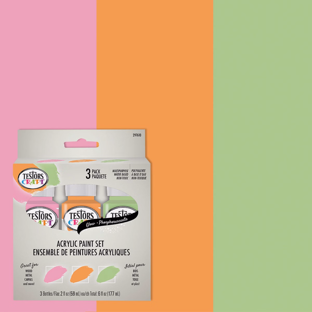 Testors Craft 2 Oz. Acrylic Glow Paint Kit (3-Pack)