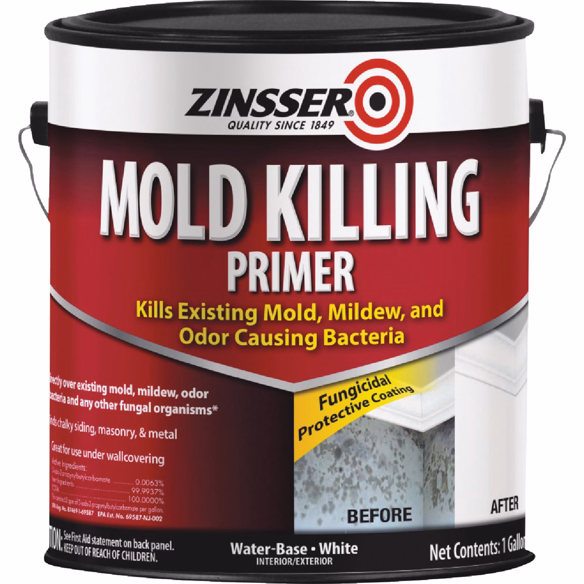 Zinsser Mold Killing Interior/Exterior Primer, White, 1 Gal.