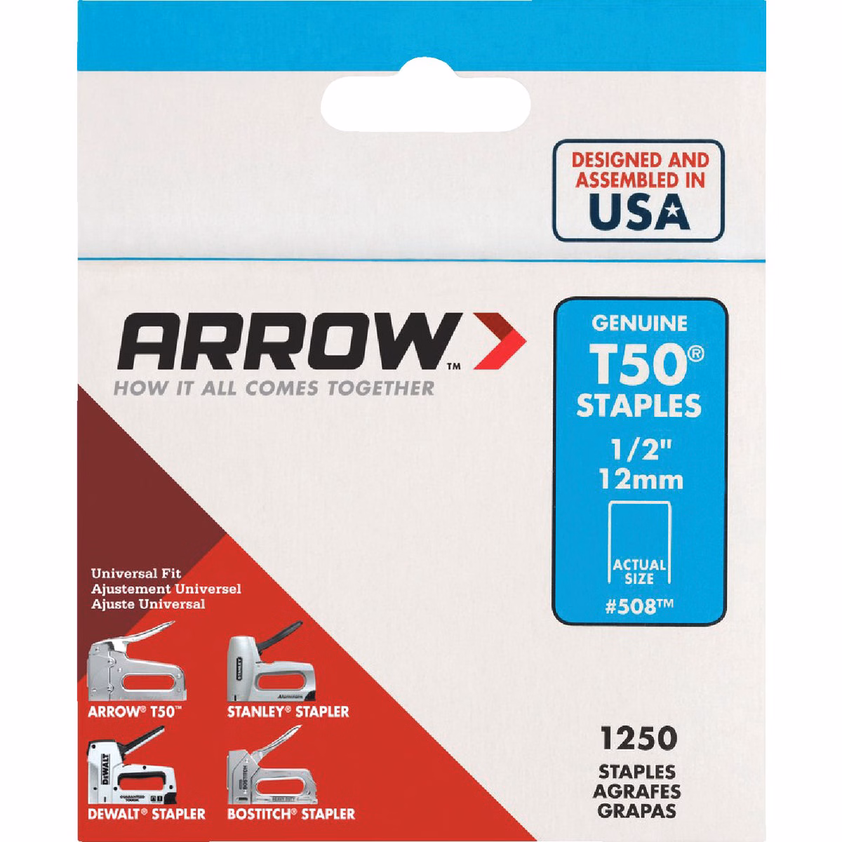 Arrow T50 Heavy-Duty Staple, 1/2 In. (1250-Pack)
