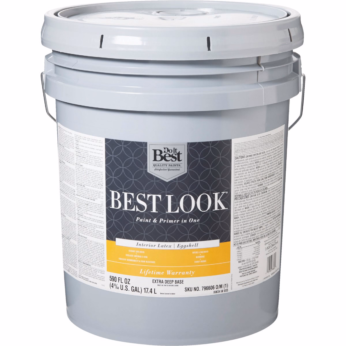 Best Look Latex Premium Paint & Primer In One Eggshell Interior Wall Paint, Extra Deep Base, 5 Gal.