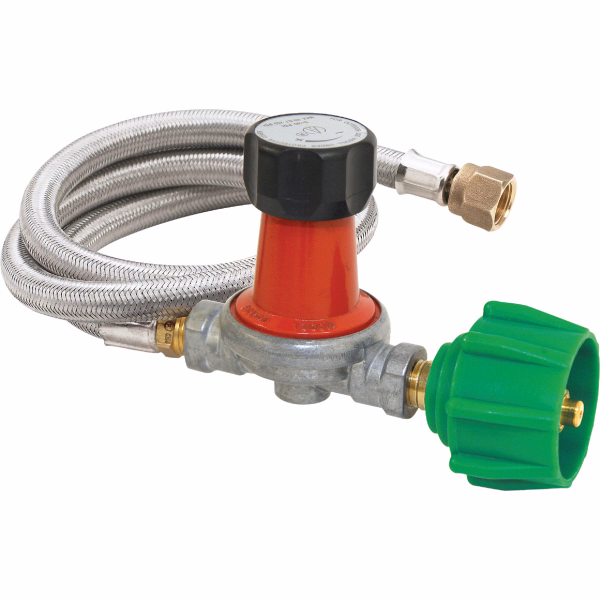 Bayou Classic 48 In. Stainless Steel High Pressure LP Hose & Adjustable Regulator