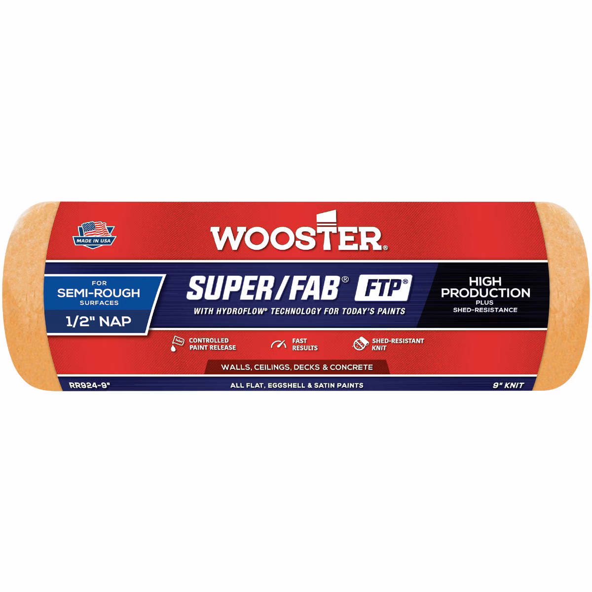 Wooster Super/Fab FTP 9 In. x 1/2 In. Knit Fabric Roller Cover