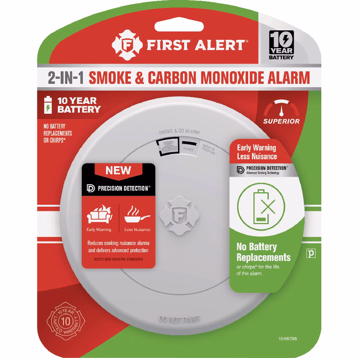 First Alert SMCO210 2-In-1 10-Year Battery Photoelectric Smoke & Carbon Monoxide Alarm