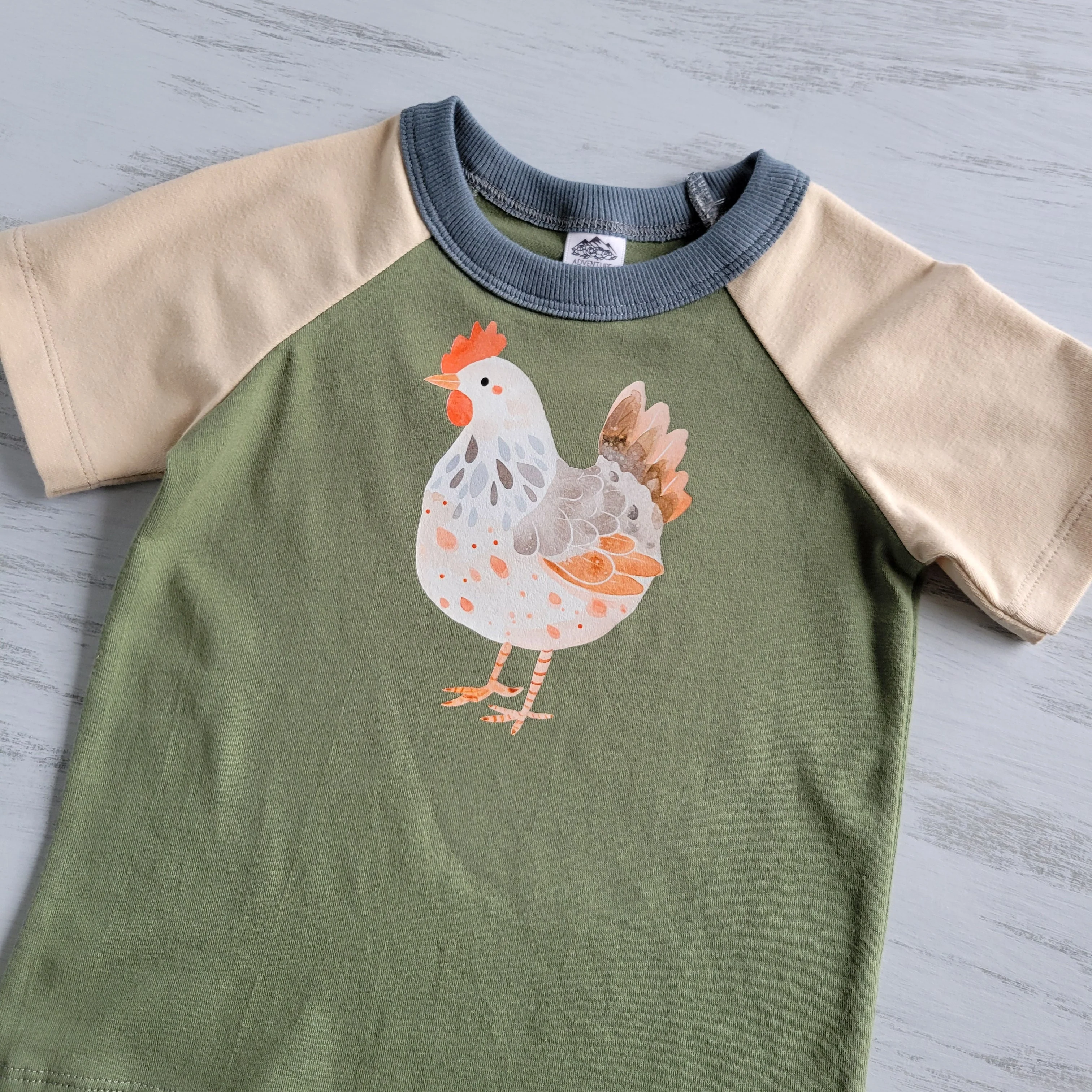 Green – Kids Animals Tshirt – Organic American made Cotton