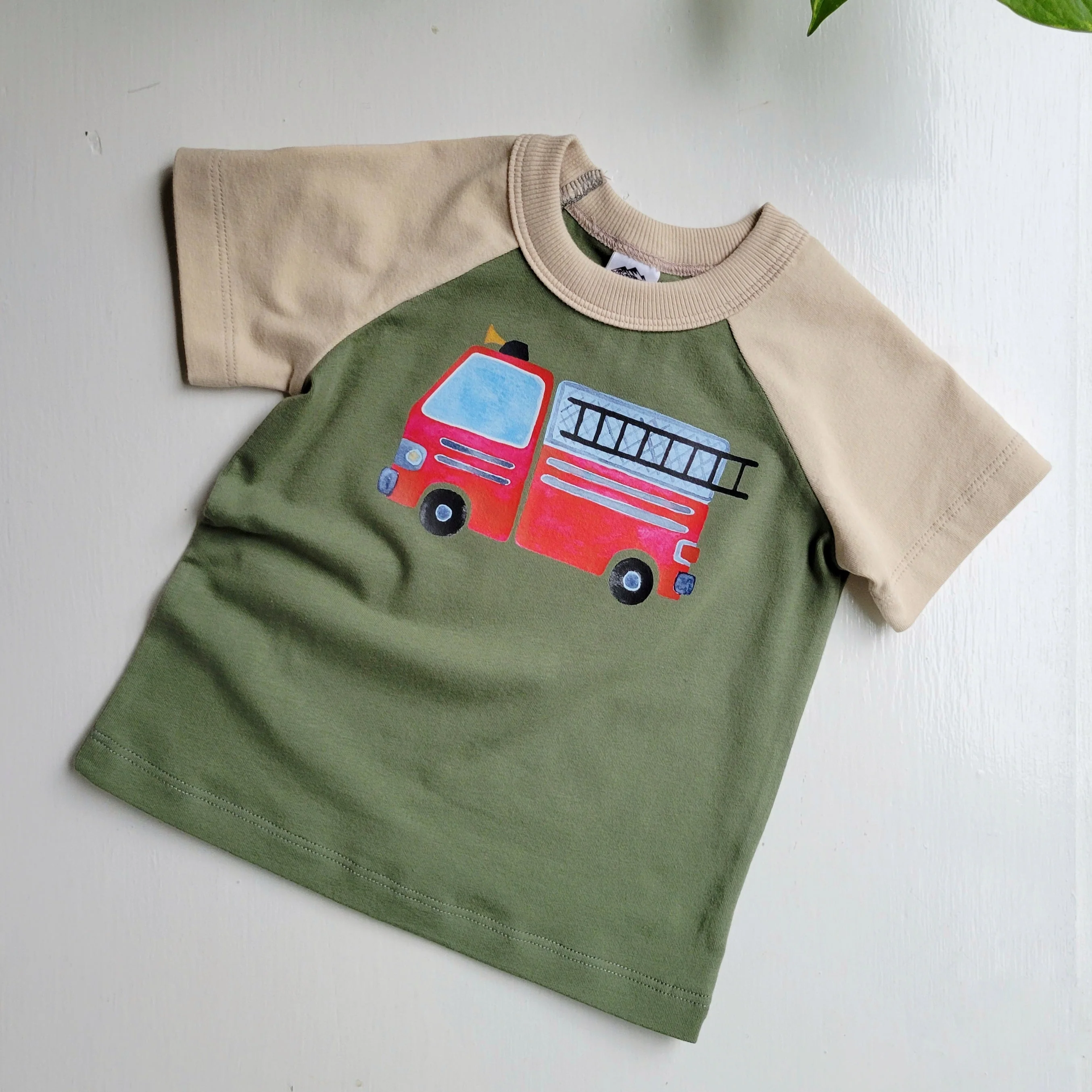 Kids Green Trucks Tshirt – Organic American made Cotton