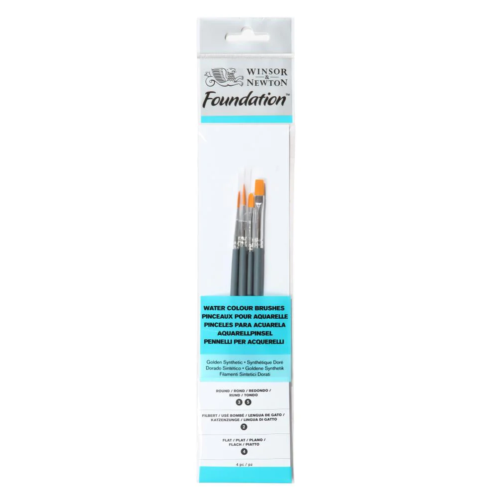 Foundation Watercolour Brush – Short Handle – 4 Pack