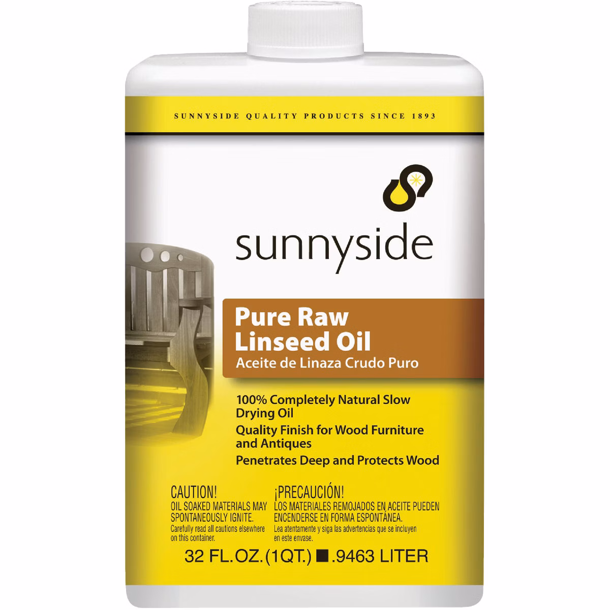 Sunnyside Pure Raw Linseed Oil, 1 Qt.