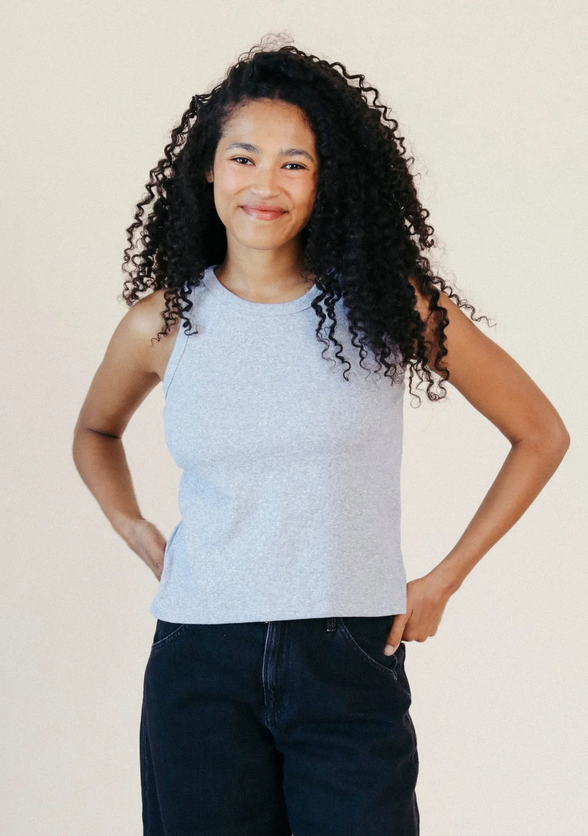 Charlie Ribbed Organic Cotton Tank – Heather Gray