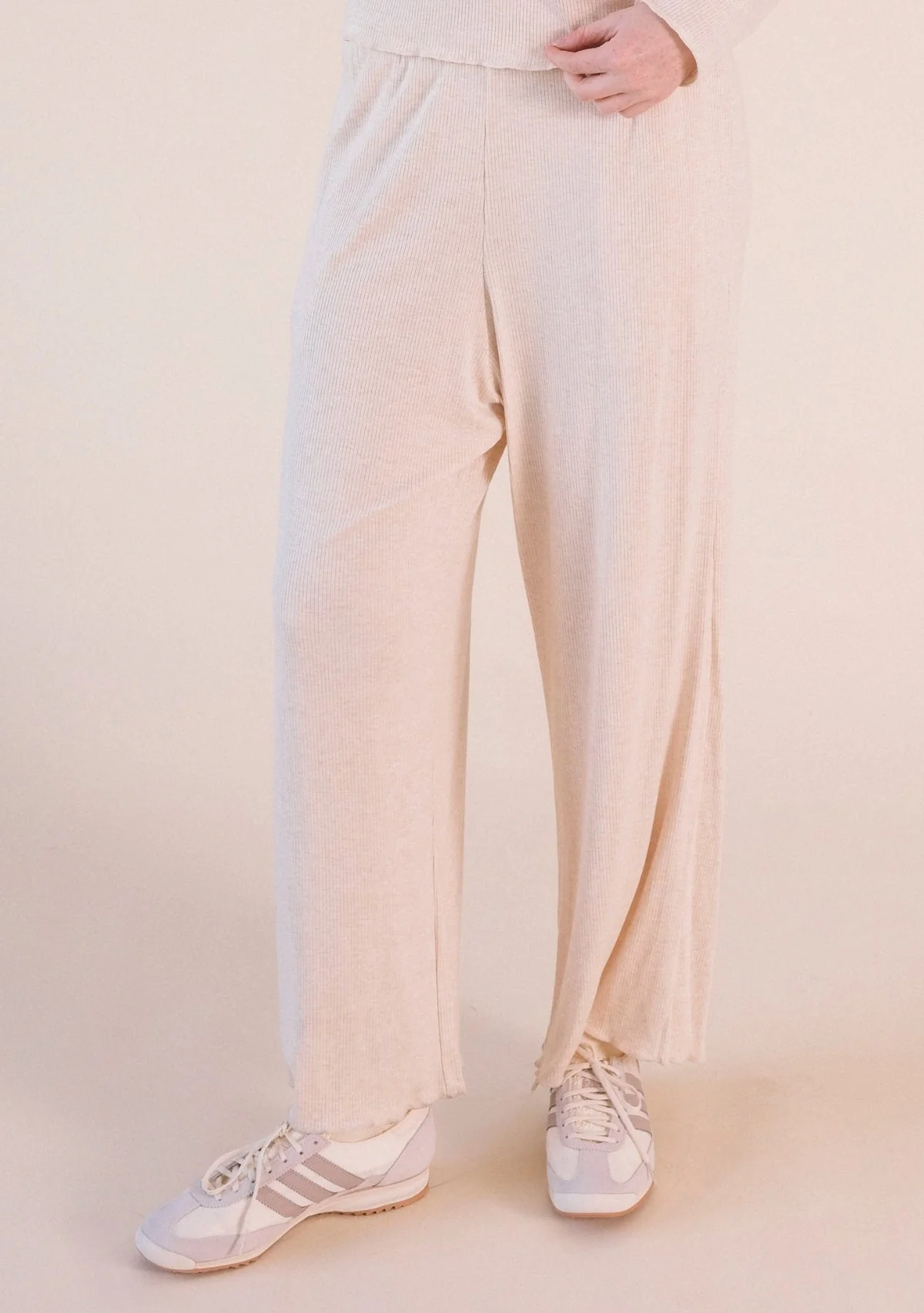 Hedy Ribbed Modal Lounge Pant- Heather Almond