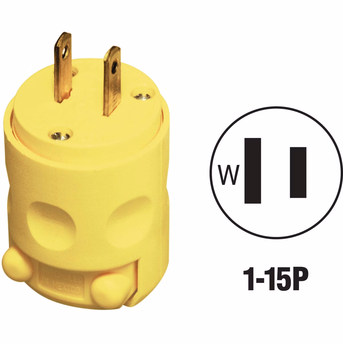 Leviton 15A 125V 2-Wire 2-Pole Residential Grade Cord Plug, Yellow