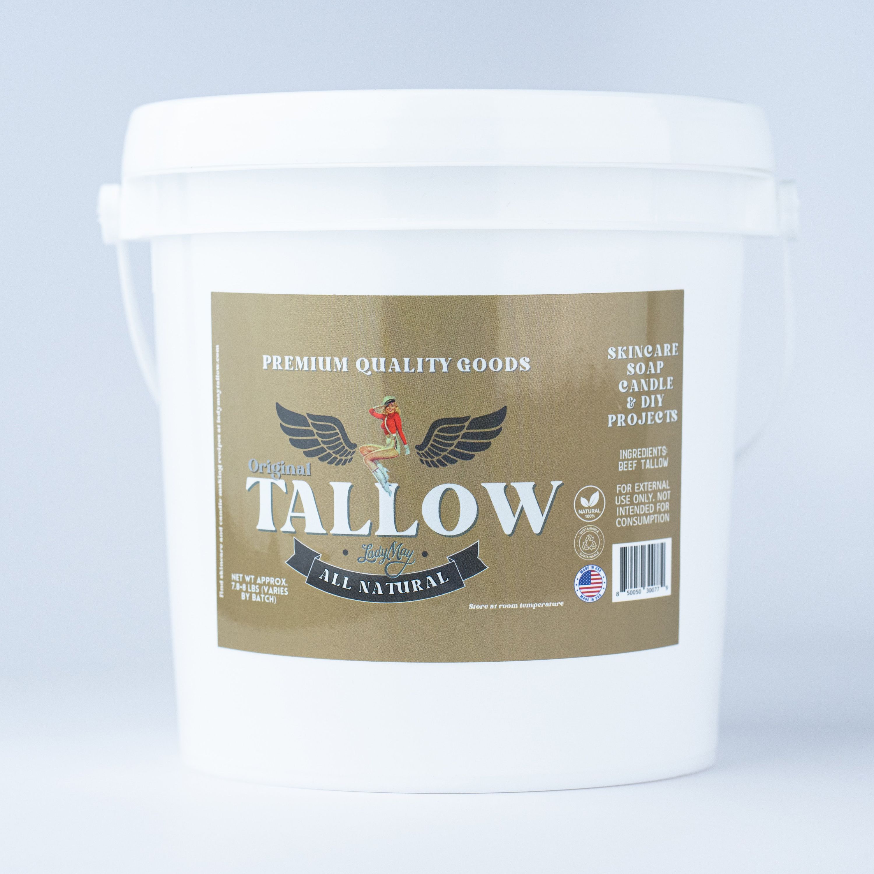 Unscented Bulk Beef Tallow – 8 Pounds | 100% Natural & Pure