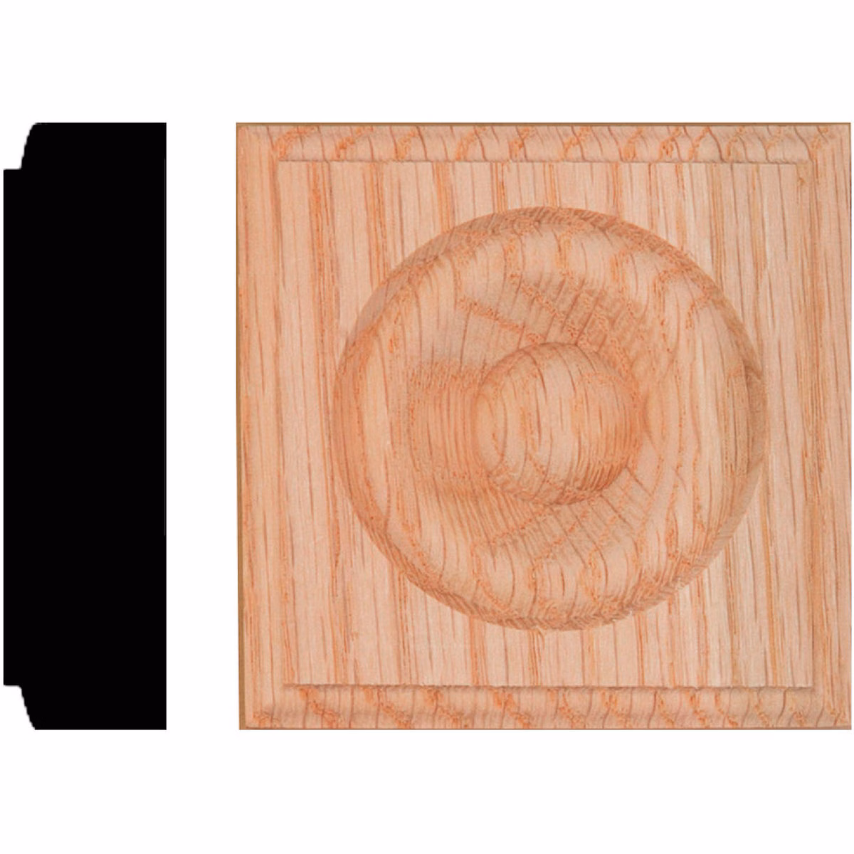 House of Fara 7/8 In. x 3-1/4 In. Unfinished Oak Rosette Block