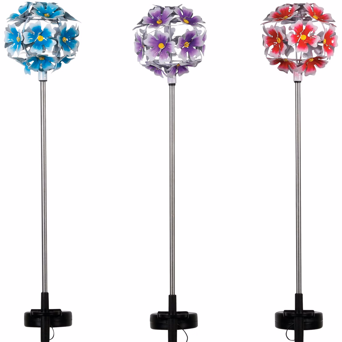 Alpine Metal 33 In. H. Hydrangea Ball Solar Stake Light