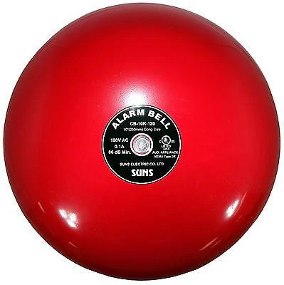 SUNS CB-10R-120 Red 120V Alarm Bell 10 Inch 120 Volt AC(10″ in 120 VAC)