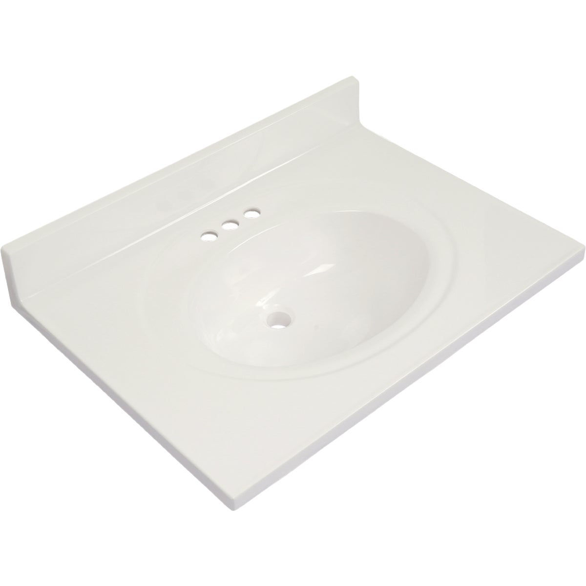 Modular Vanity Tops 31 In. W x 22 In. D Solid White Cultured Marble Flat Edge Single Sink Vanity Top with Oval Bowl