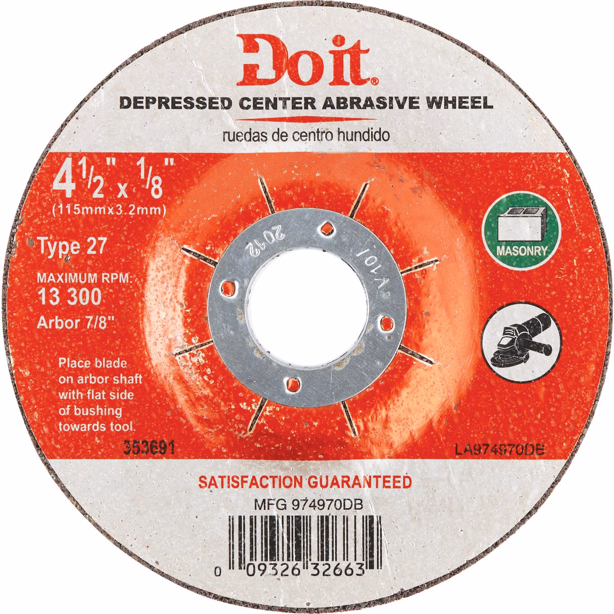 Do it Type 27 4-1/2 In. x 1/8 In. x 7/8 In. Masonry Cut-Off Wheel