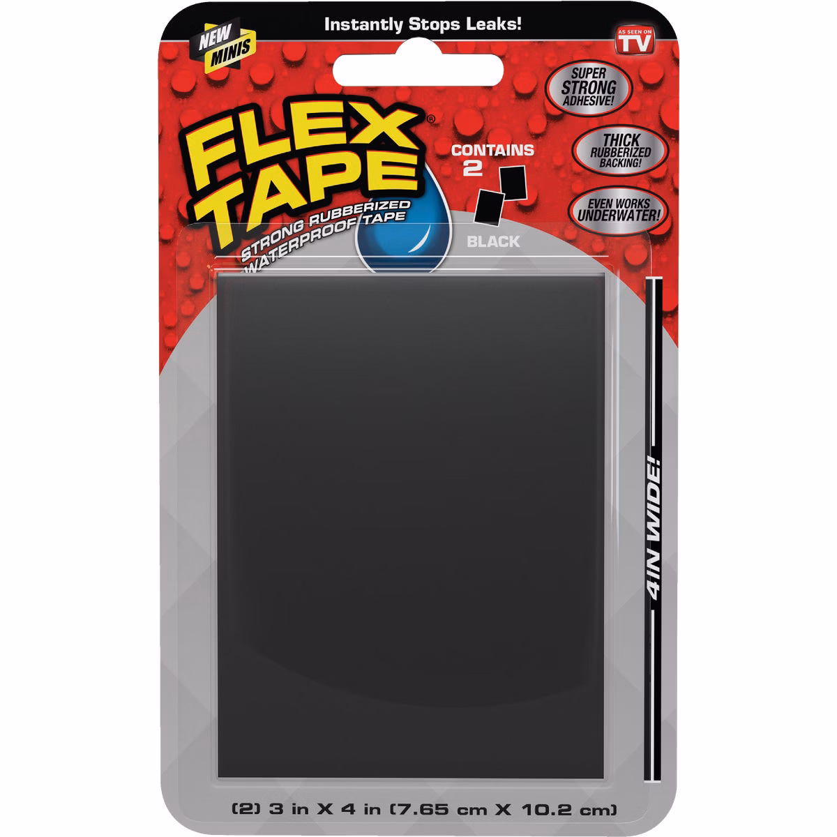 Flex Tape 3 In. x 4 In. Mini Repair Tape, Black (2-Count)