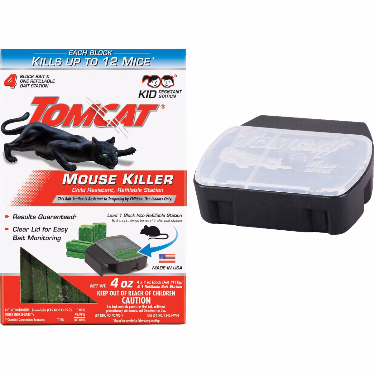 TOMCAT Refillable Bait Station Mouse Killer (4-Refill)