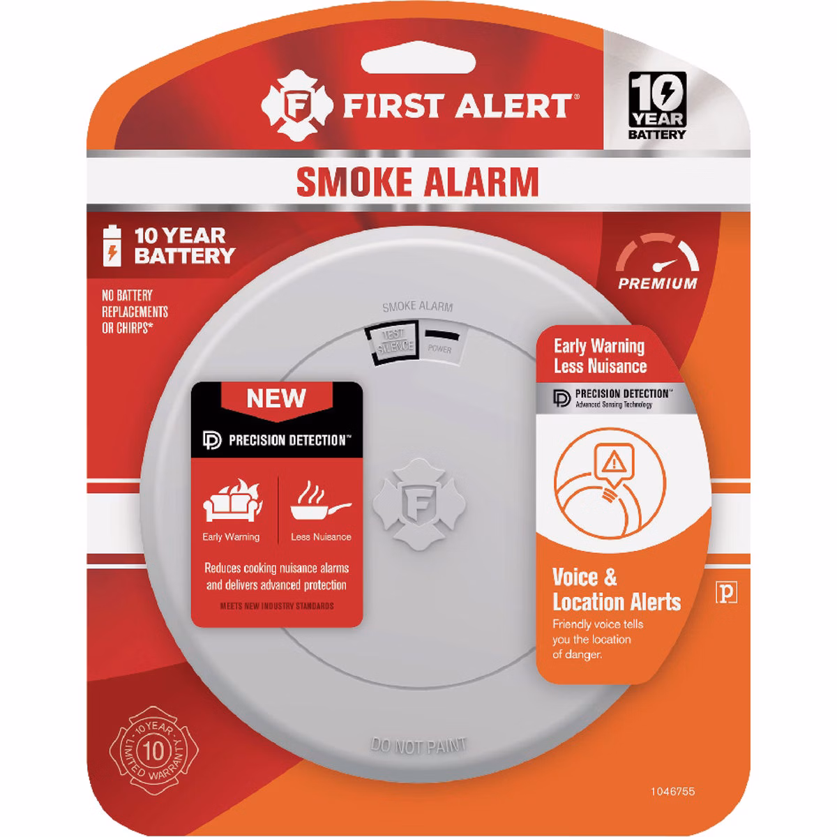 First Alert SM210V 10-Year Battery Photoelectric Smoke Alarm with Voice Alerts