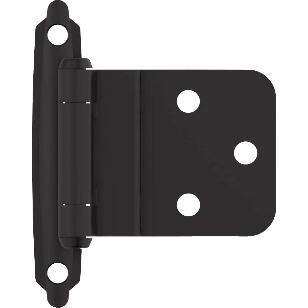 Amerock 3/8 In. Matte Black Inset Self Closing Face Mount Cabinet Hinge (10-Pack)