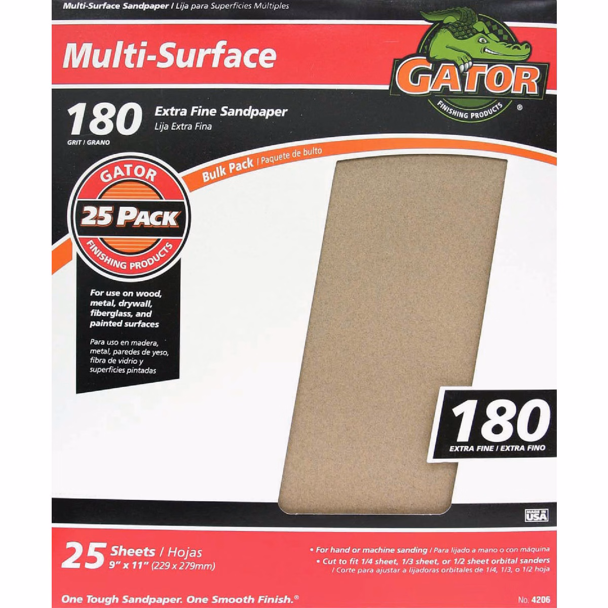 Gator Blade Multi-Surface 9 In. x 11 In. 180 Grit Extra Fine Sandpaper (25-Pack)