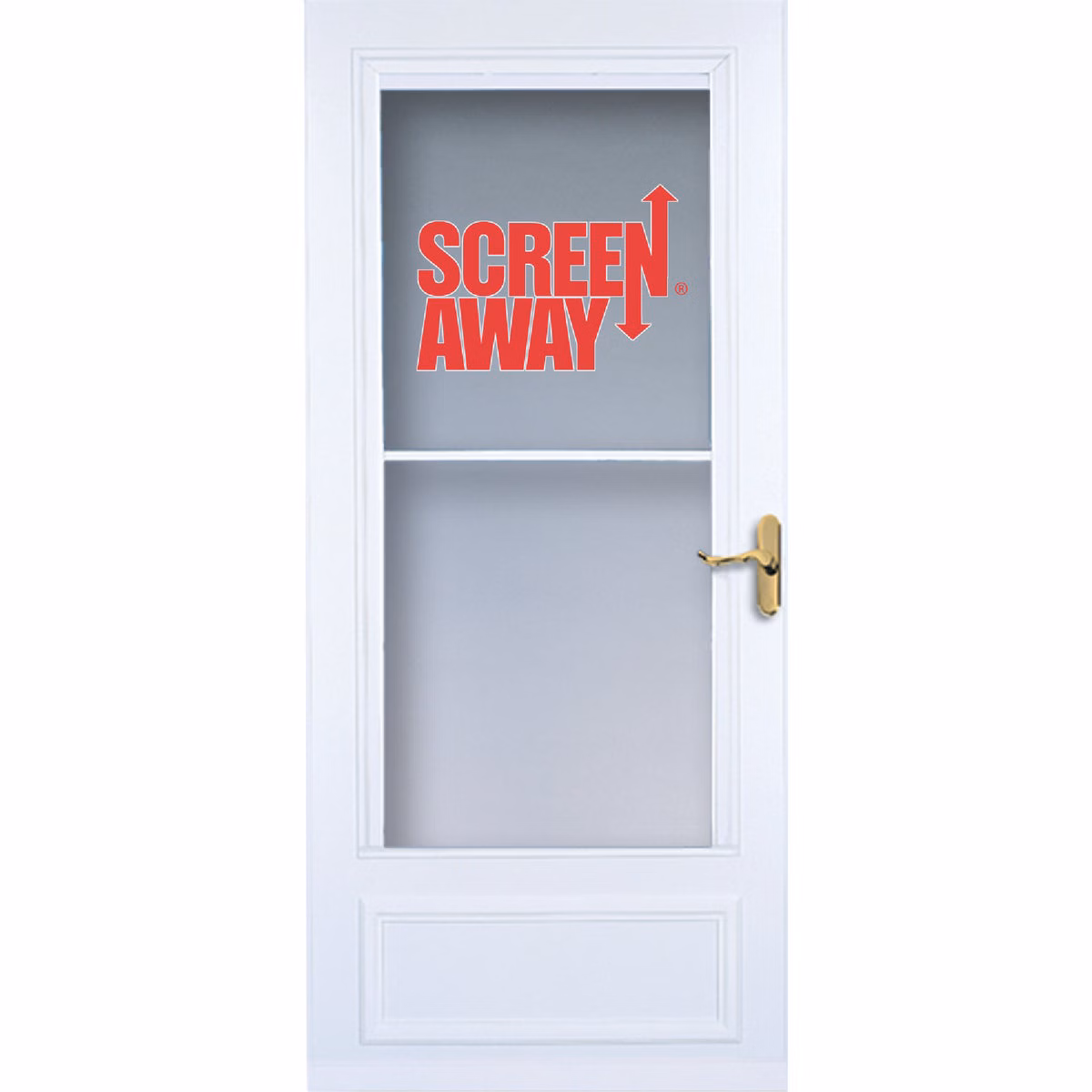 Larson Screenaway Lifestyle 36 In. W x 80 In. H x 1 In. Thick White Mid View DuraTech Storm Door