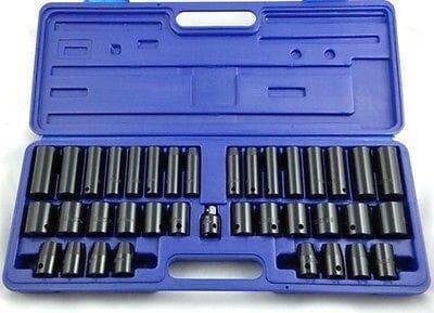 38pc 1/2″ & 3/8″  Deep Shallow Metric AF Sockets Air Impact Socket Set  SS128