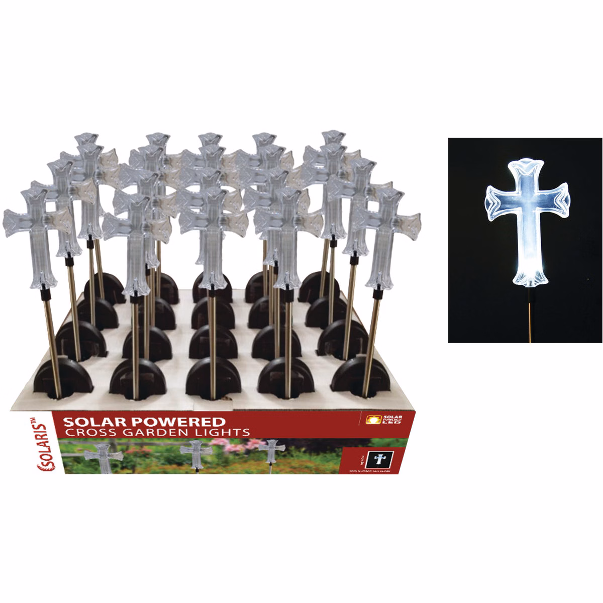 Solaris Acrylic Cross 34 In. H. Solar Stake Light Lawn Ornament