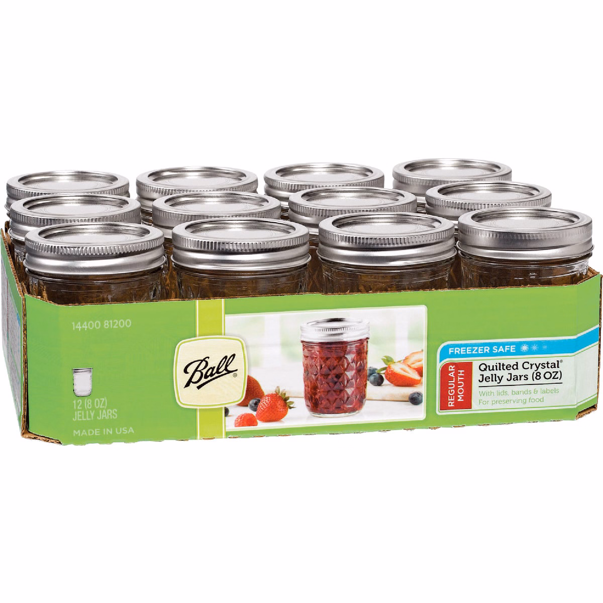 Ball 8 Oz. Glass Deluxe Jam or Jelly Jar, (12-Pack)