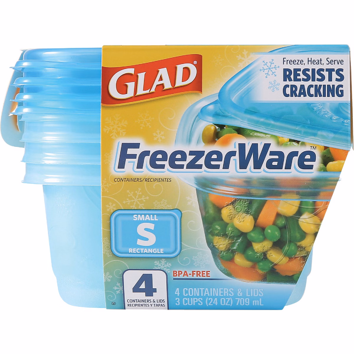 Glad Freezerware 24 Oz. Blue Rectangle Container (4-Pack)