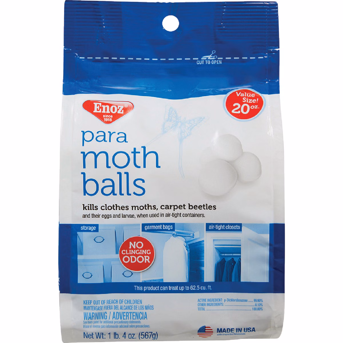 Enoz 20 Oz. Para Moth Balls in Reusable Bag