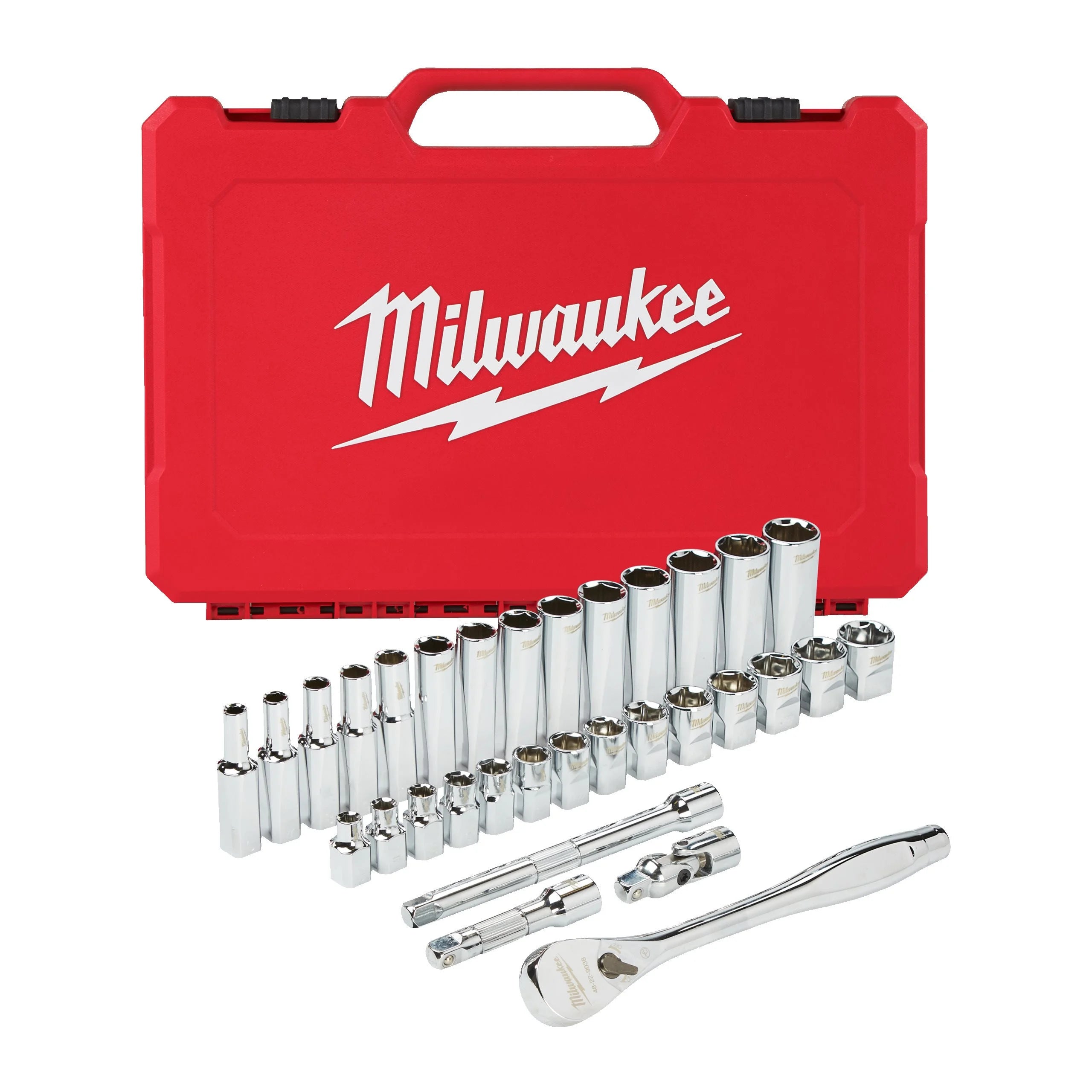 Milwaukee 32 pcs 3/8″ DR Ratchet and Socket Set Metric 6 – 19mm 4932464945