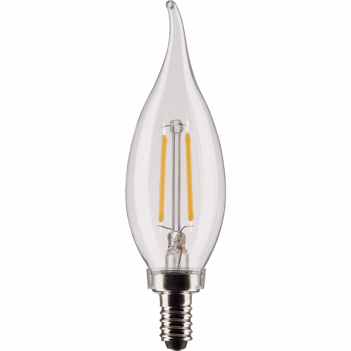 Satco 25W Equivalent Warm White CA10 Candelabra LED Decorative Light Bulb (2-Pack)