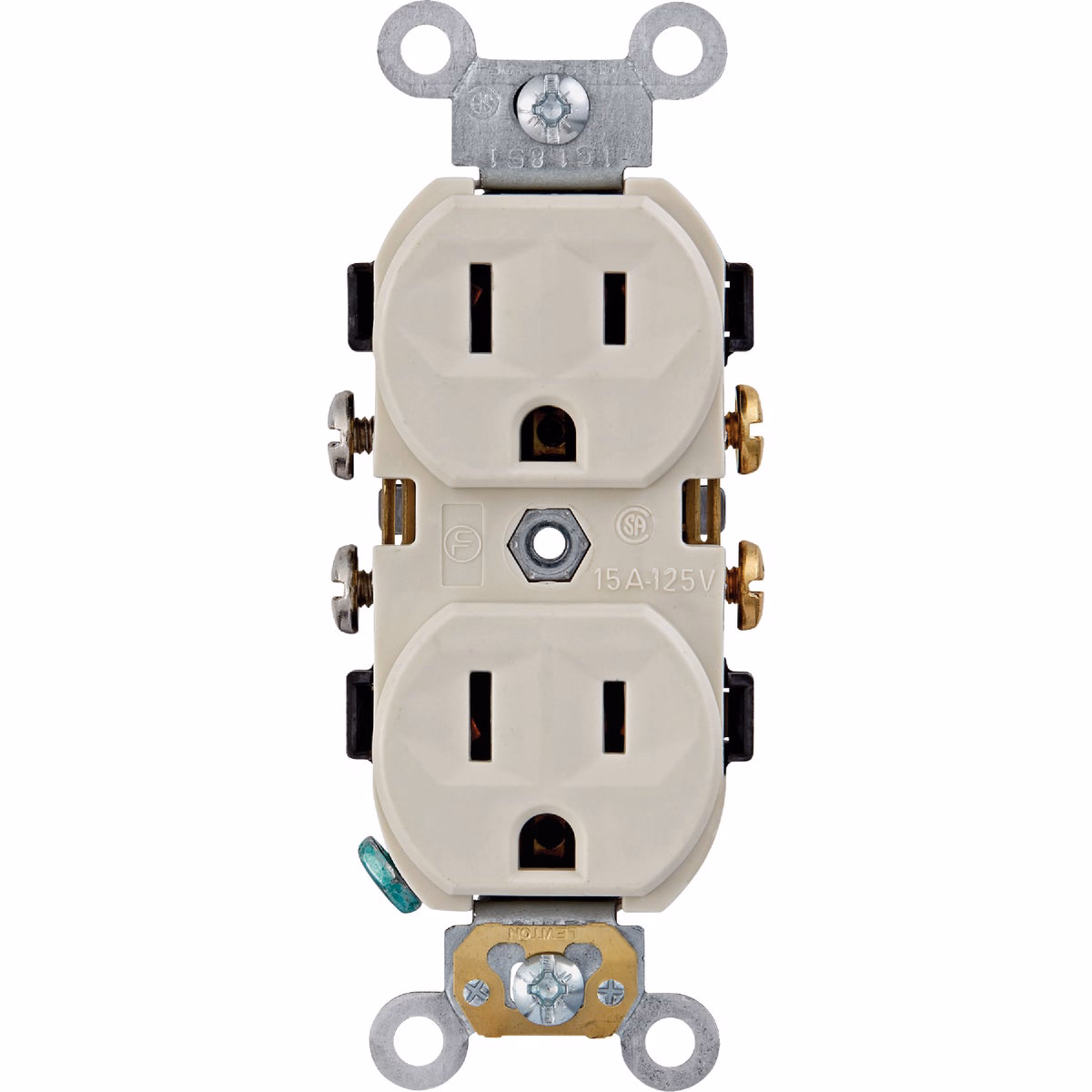 Leviton 15A Light Almond Commercial Grade 5-15R Combination Side Back Wire Duplex Outlet