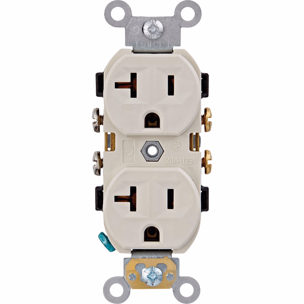 Leviton 20A Light Almond Commercial Grade 5-20R Combination Side Back Wire Duplex Outlet