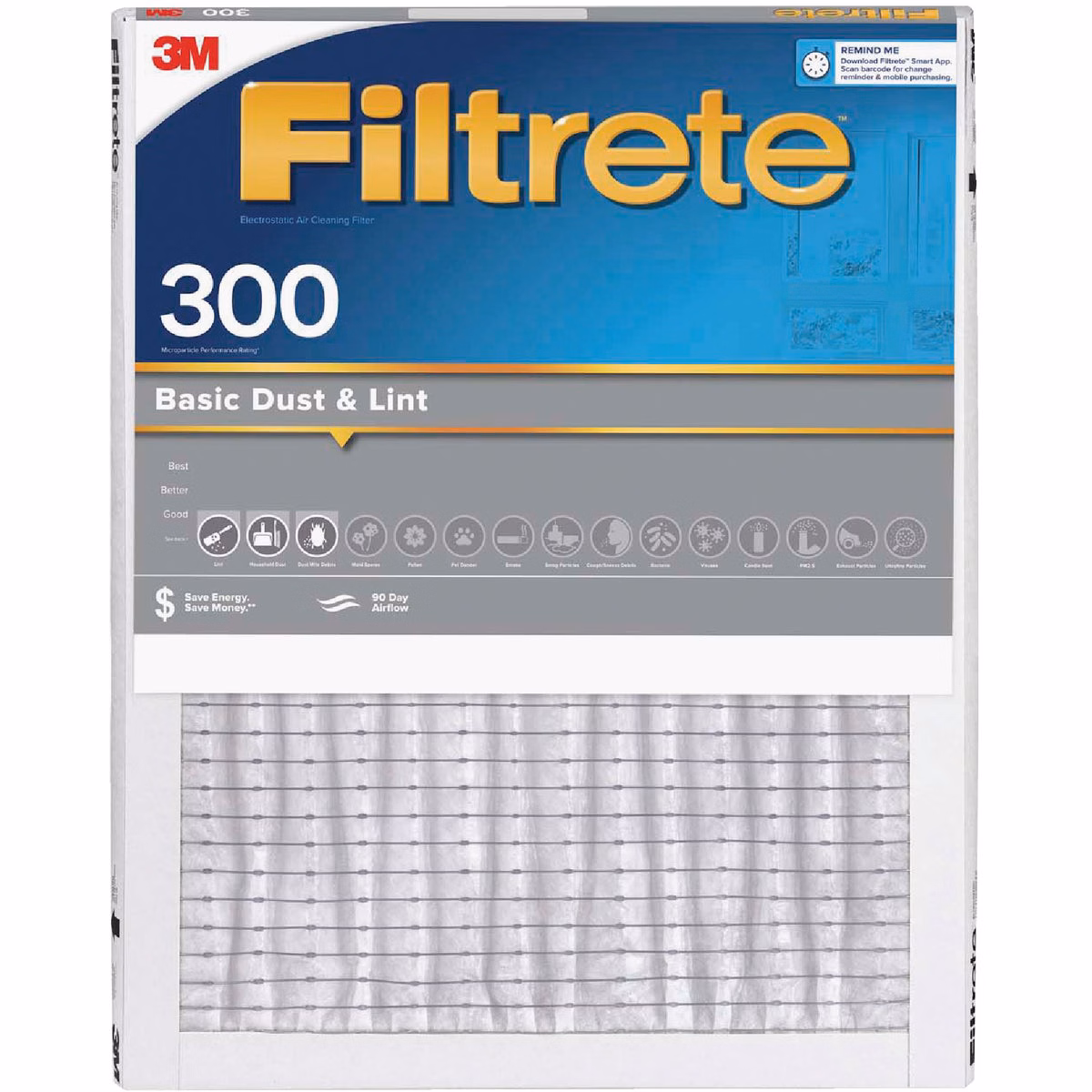 Filtrete 16 In. x 20 In. x 1 In. 300 MPR Basic Dust & Lint Furnace Filter, MERV 5