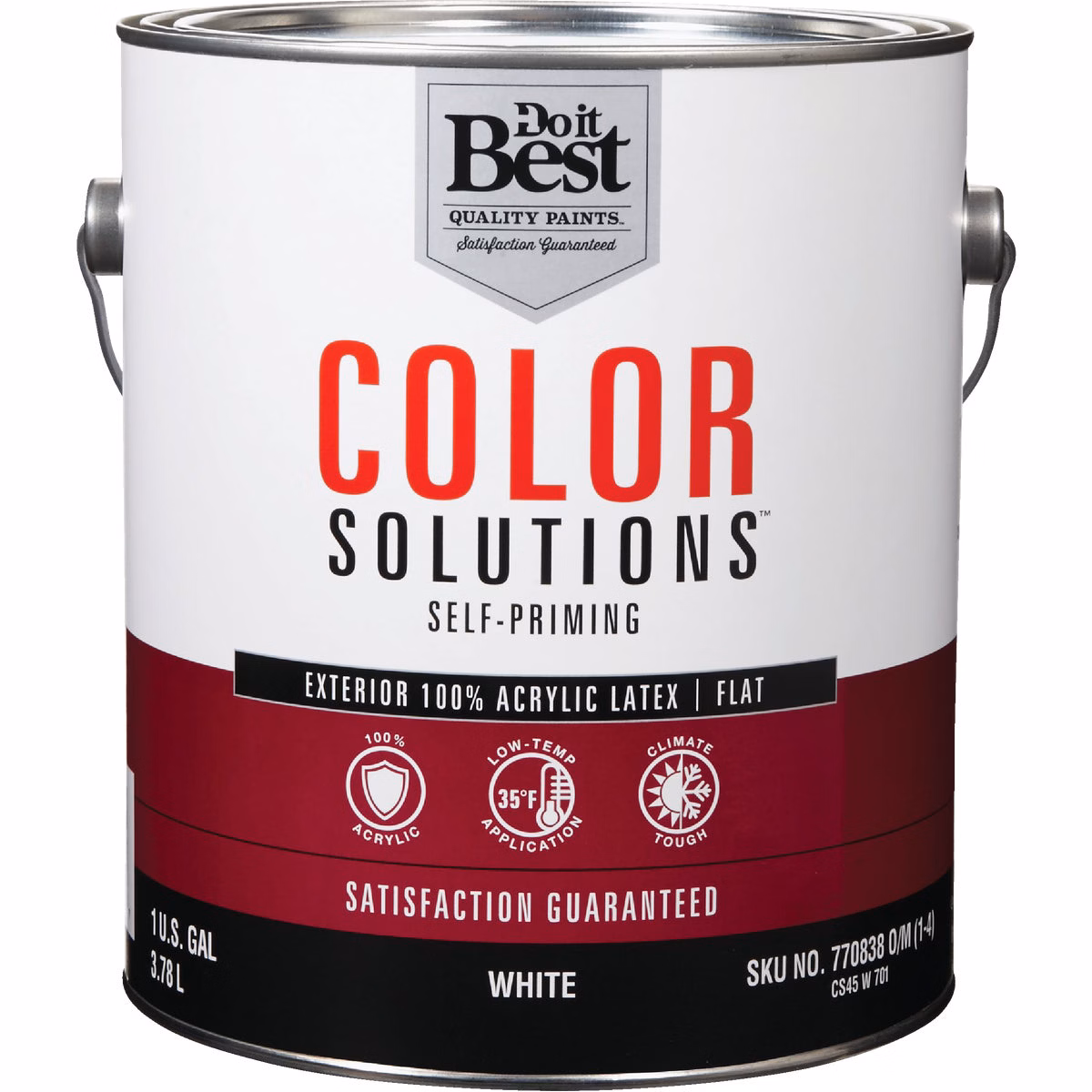 Do it Best Color Solutions 100% Acrylic Latex Self-Priming Flat Exterior House Paint, White, 1 Gal.