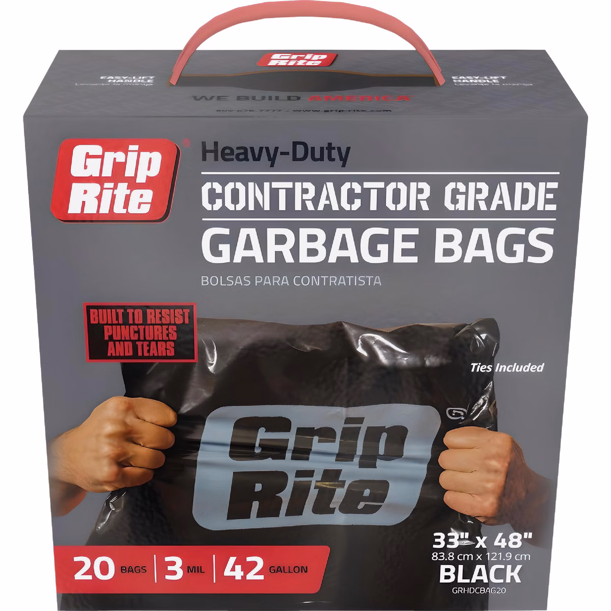 Grip-Rite 42 Gal. Heavy-Duty Contractor Black Trash Bag (20-Count)