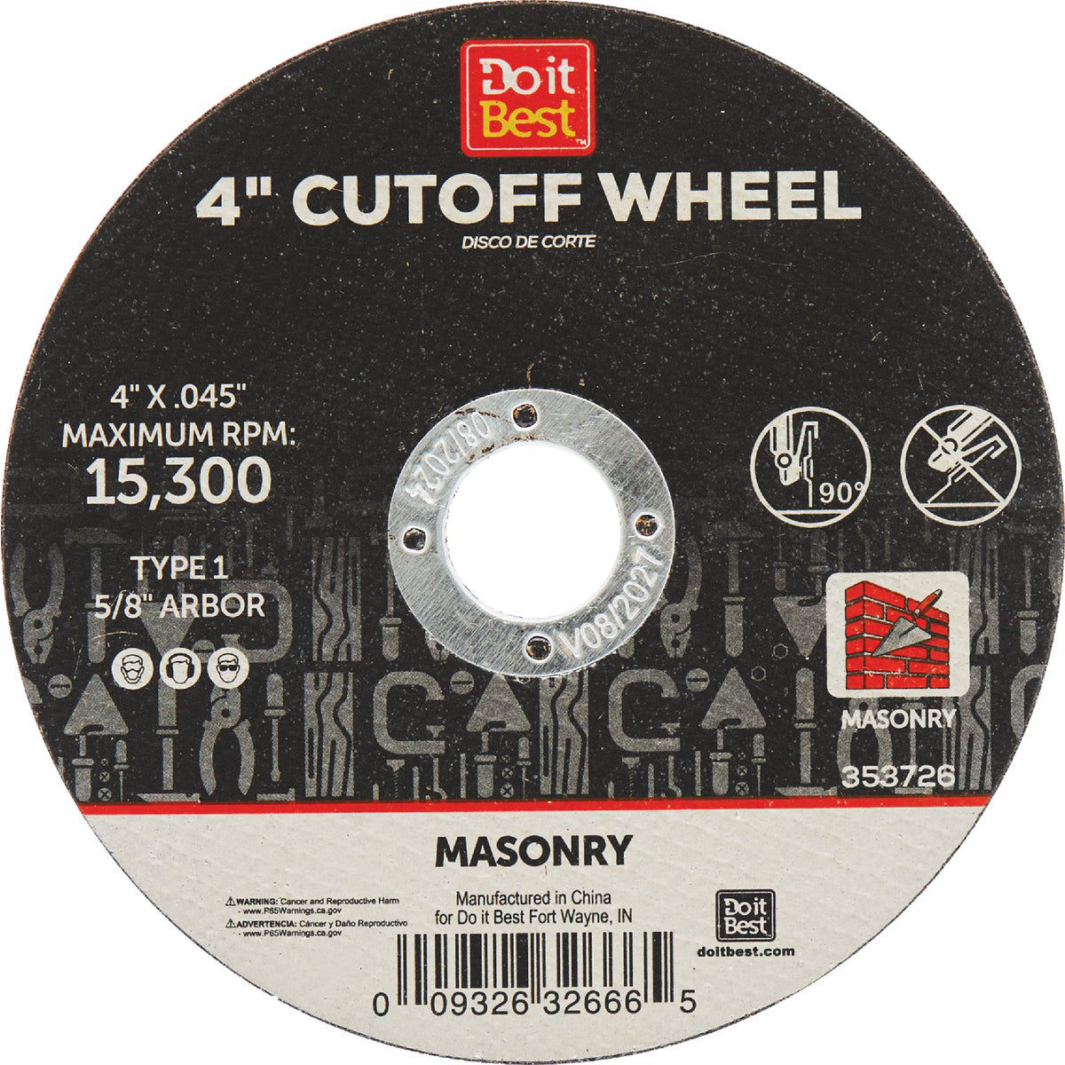 Do it Best Type 1 4 In. x 1/16 In. x 5/8 In. Masonry Cut-Off Wheel