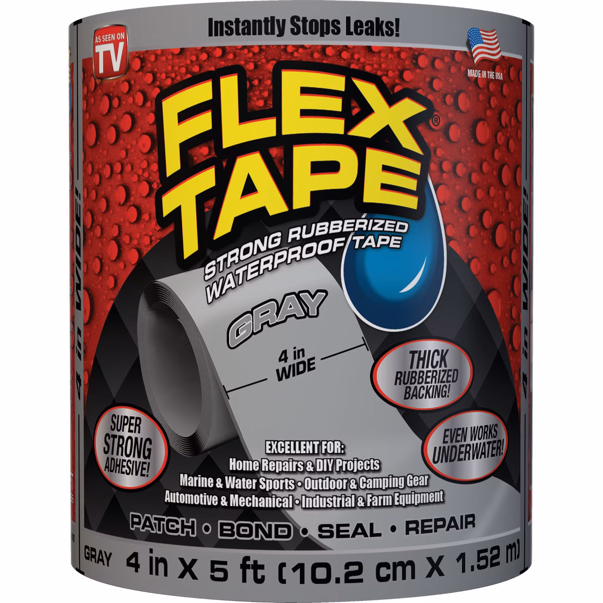 Flex Tape 4 In. x 5 Ft. Repair Tape, Gray