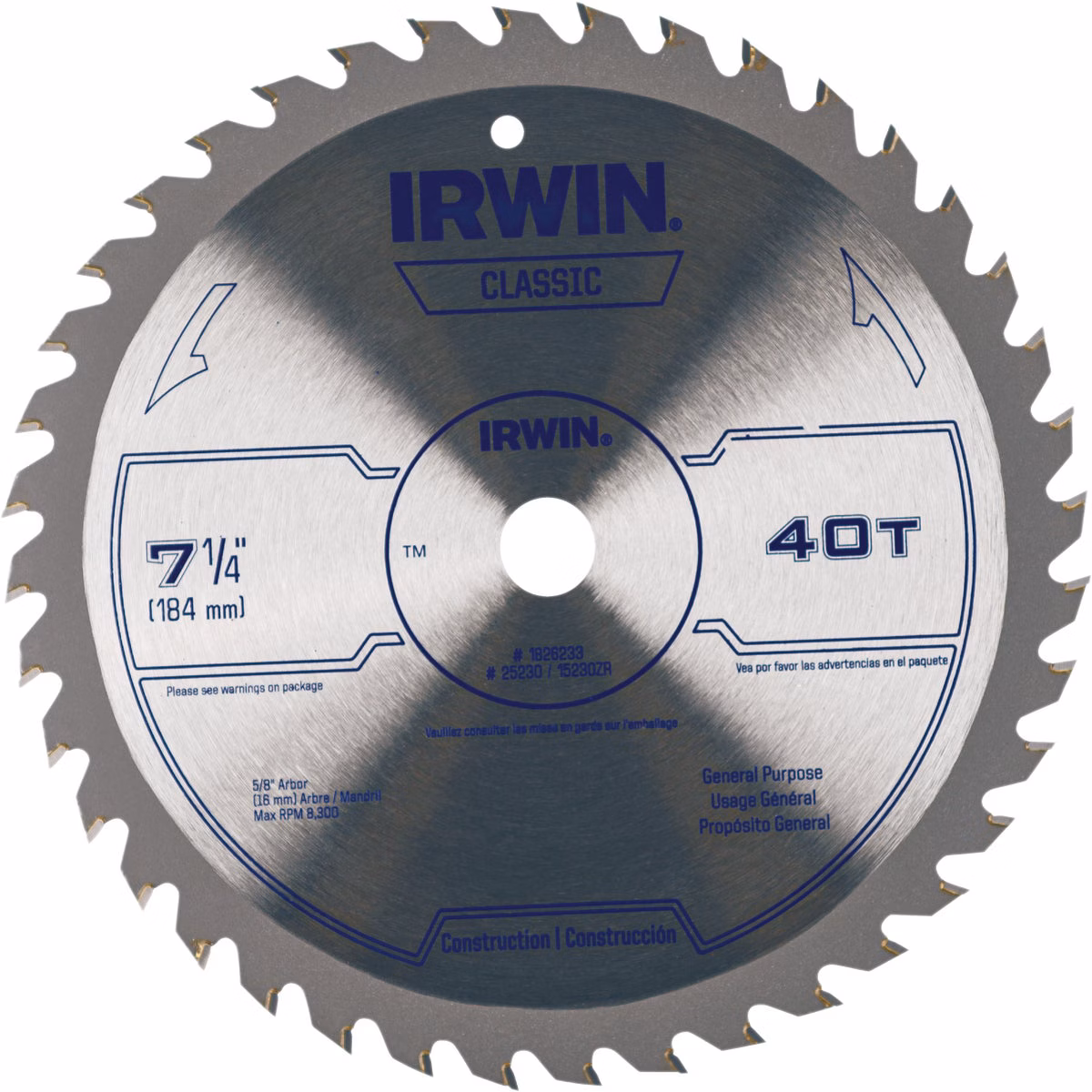 Irwin Classic Series 7-1/4 In. 40-Tooth Trim/Finish Circular Saw Blade