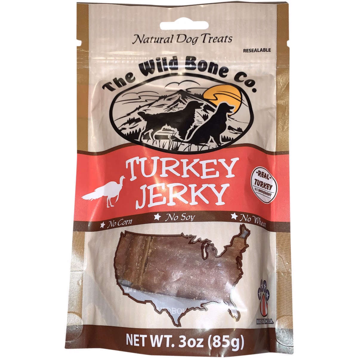 The Wild Bone Company Turkey Jerky Dog Treat, 3 Oz.