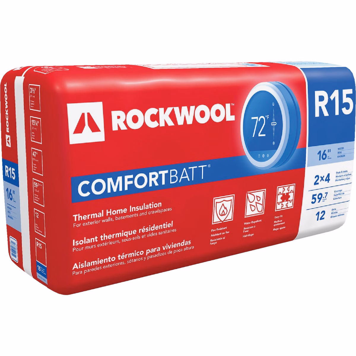 Rockwool Comfortbatt R-15 16 In. x 47 In. Stone Wool Insulation (12-Pack)