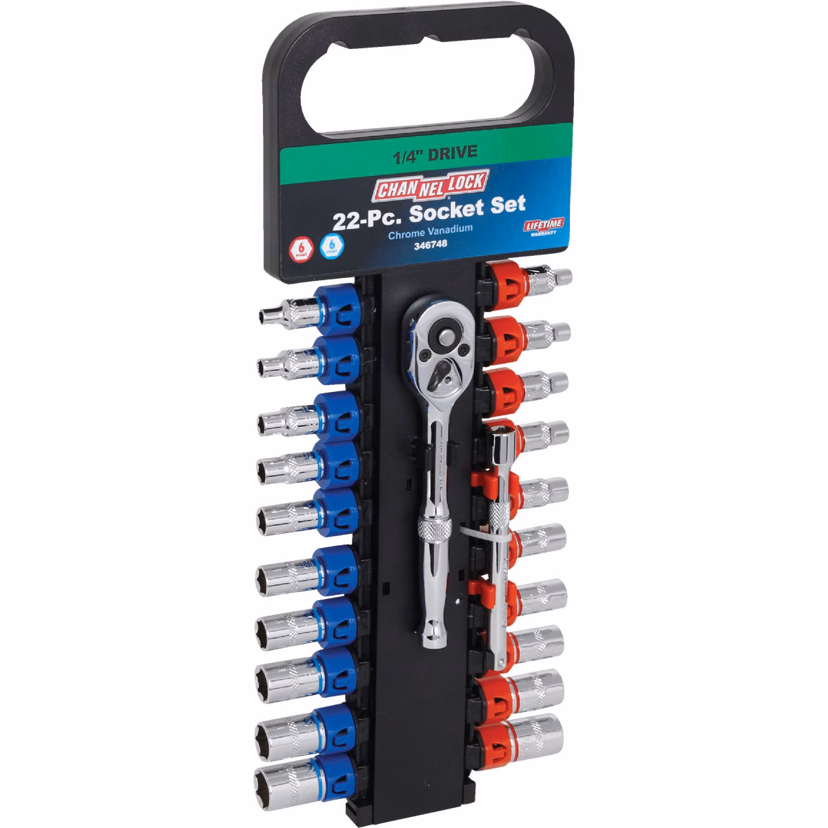 Channellock Standard/Metric 1/4 In. Drive 6-Point Shallow Ratchet & Socket Set (22-Piece)