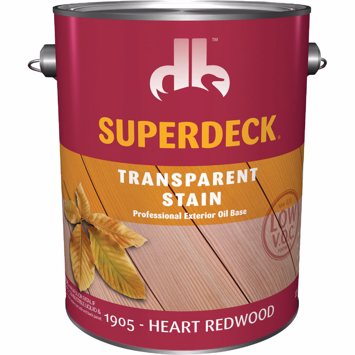 Duckback SUPERDECK Low VOC Transparent Stain, Heart Redwood, 1 Gal.