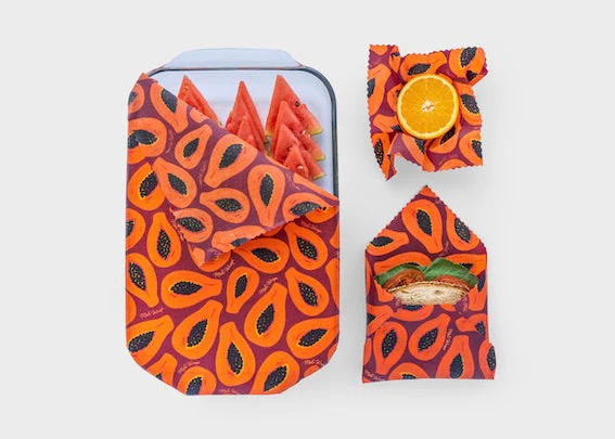 Beeswax Food Wrap – Purple Papaya Print