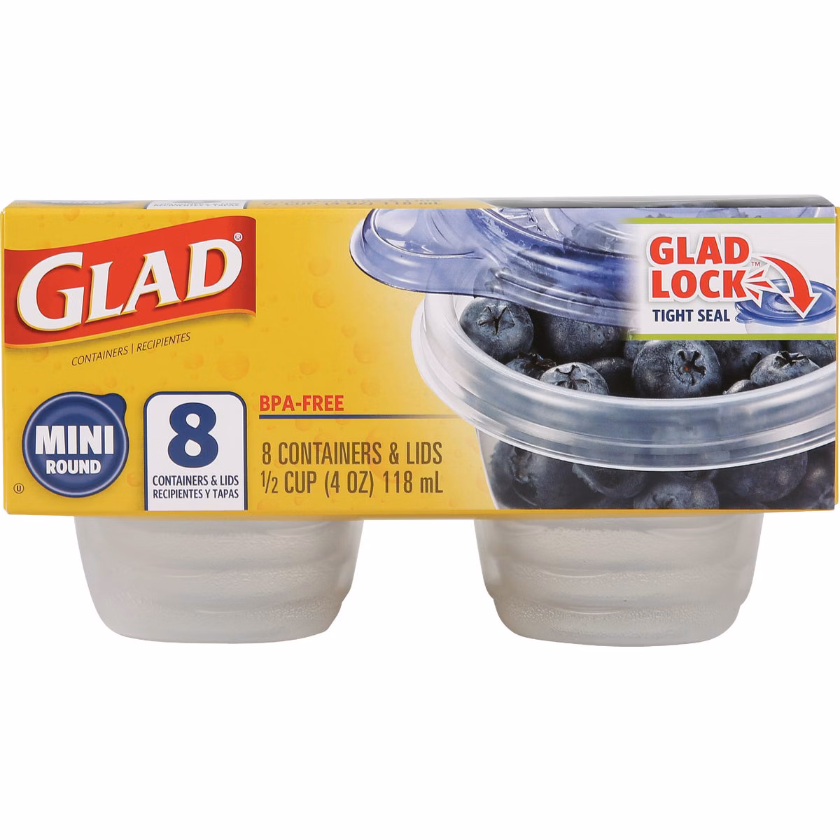 Glad 4 Oz. Clear Mini Round Container (8-Pack)