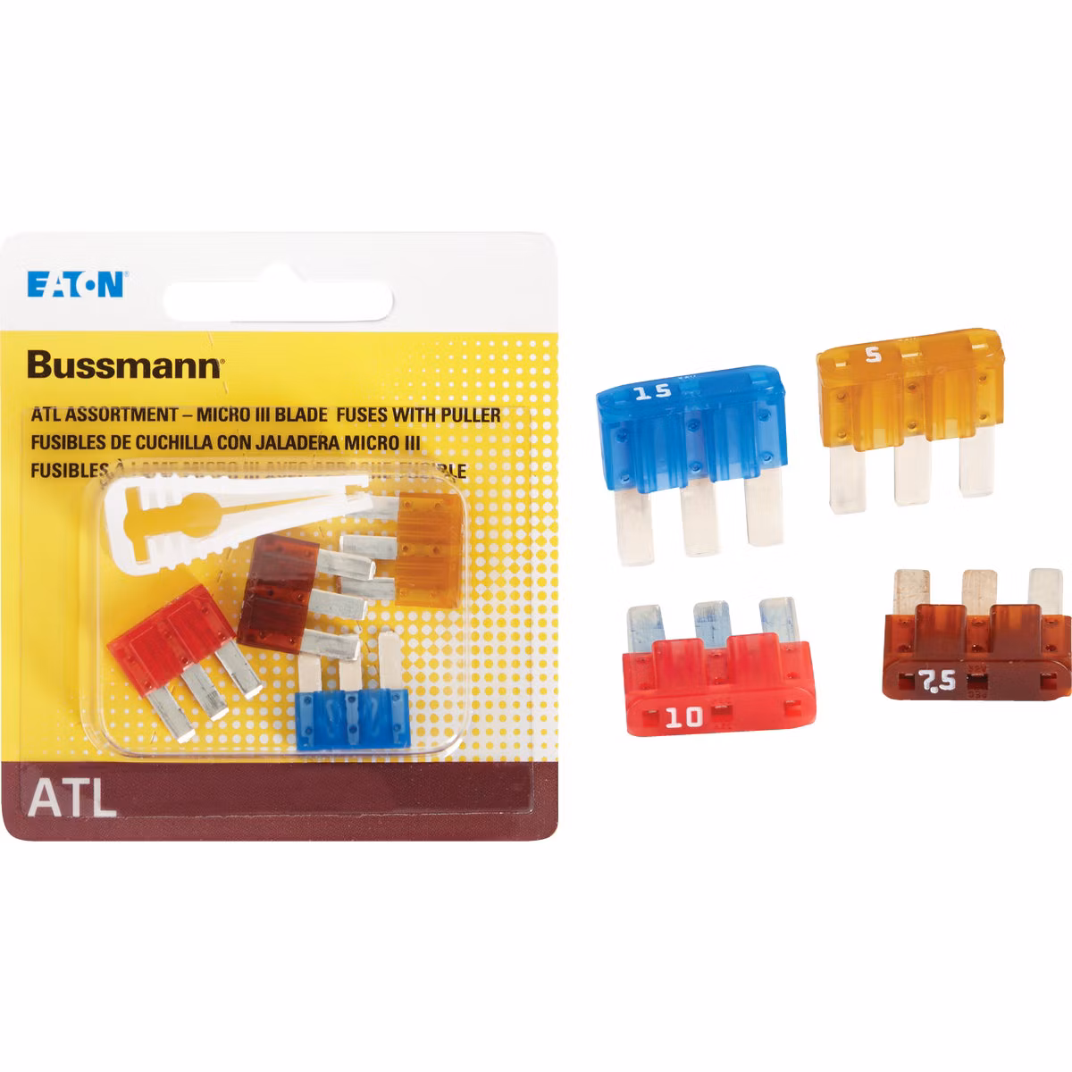 Bussmann ATL (Micro III) Fuse Assortment with Fuse Puller (4-Piece)